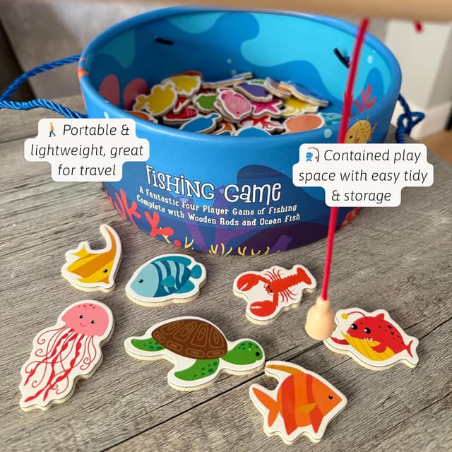 Detalle de Jaques of London Magnetic Fishing Game (Wooden Catch & Count) for Toddlers 3–5