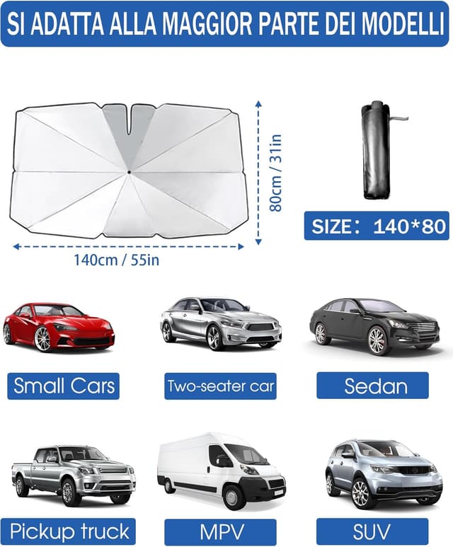 Detalle 2 de Pluworks Parasole Auto Parabrezza pieghevole universale: blocca fino al 98,6% dei raggi UV