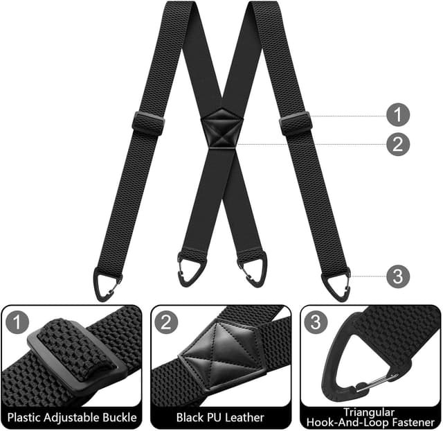 Detalle de Generic hidden braces for men (1.6 inch wide) with X-back adjustable elastic and 4 snap loops