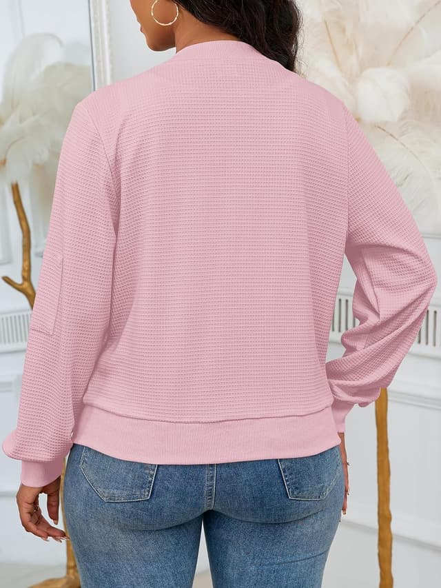 Detalle 2 de PerZeal Women Casual Full Zip Up Comfy Loose Long Sleeve Sweatshirt Coat Jacket with Pockets