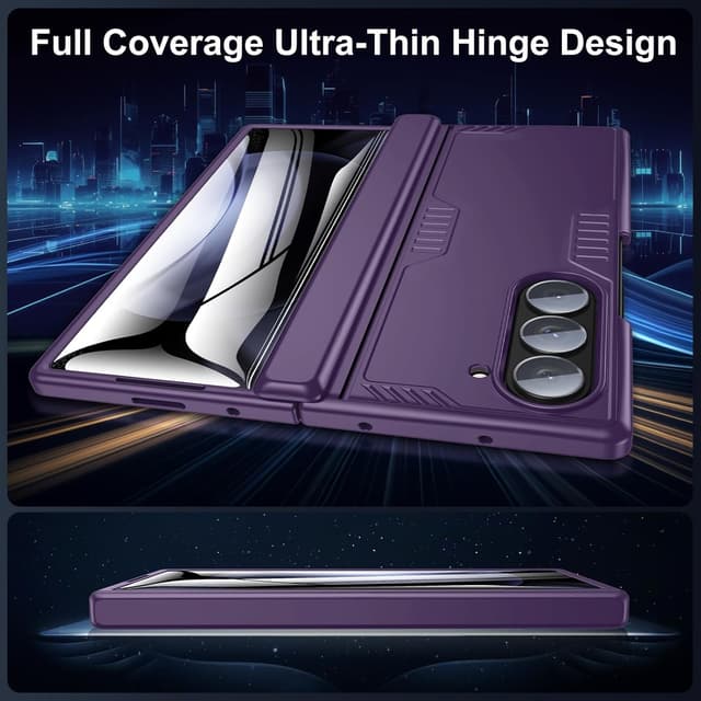 Thumbnail 6 de Kaiiecal Slim Hinge Stand Case for Samsung Galaxy Z Fold 6 (Purple) with Screen Protector
