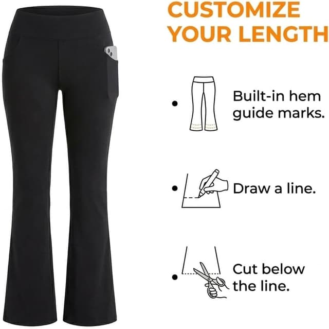 Detalle de CAMBIVO Ladies Stretch Bootleg Trousers – Bootcut Yoga Pants with Pockets and Elasticated Waist