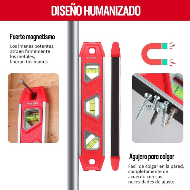 Thumbnail 4 de WORKPRO Nivel de Burbuja Magnético 23 cm