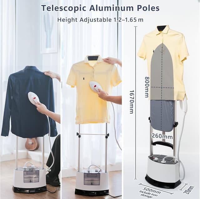 Detalle de Venkillian Upright Garment Clothes Steamer with 12 Steam Levels, 6 Bar & 1400W