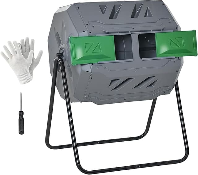 Imagen de Outsunny Compostador Giratorio de 160L con Marco de Acero en OfertitasTOP
