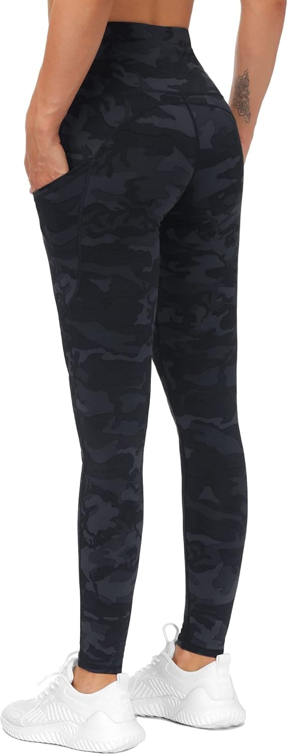 Detalle 2 de THE GYM PEOPLE Thick High Waist Yoga Pants with Pockets (Tummy Control) for Women