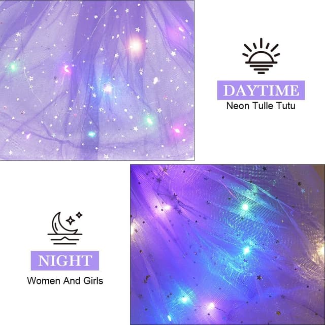 Detalle 2 de URAQT Gonna Tulle LED per Bambina: tutù luminoso con 3 modalità