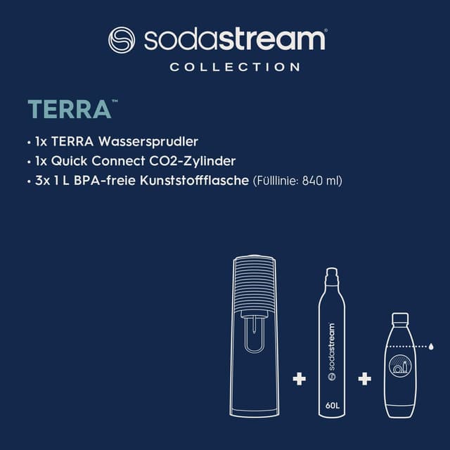 Detalle 2 de SodaStream TERRA Promopack Wassersprudler 44 cm 🥤