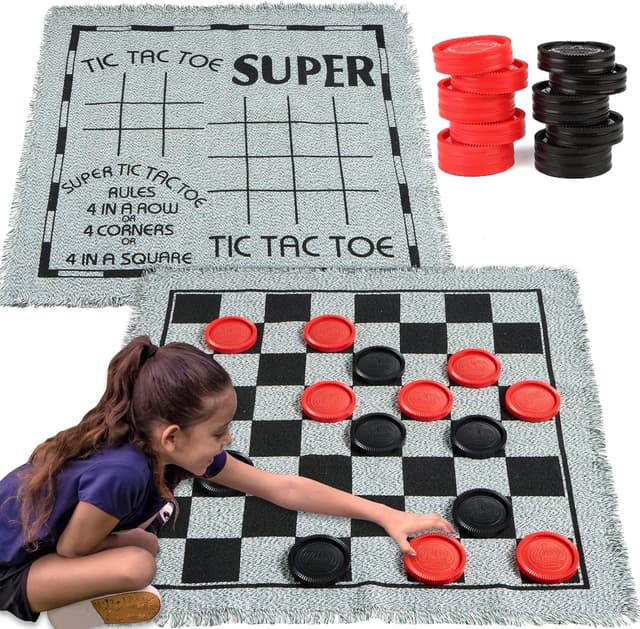 Detalle de Vintage Giant 3-in-1 Checkers Game, 24 Chips ♟