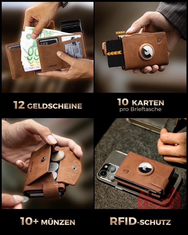 Detalle 2 de LORZOR AirTag Wallet mit RFID Schutz