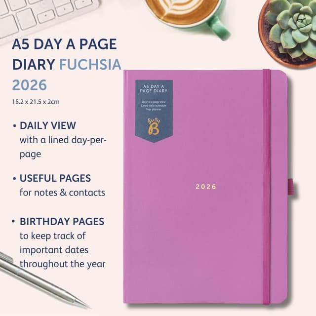 Detalle 2 de Busy B 2026 A5 Day‑A‑Page Diary 📒