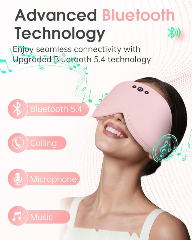 Detalle de MUSICOZY Sleep Mask Headphones (Bluetooth 5.4) with Bamboo Cotton Eye Mask