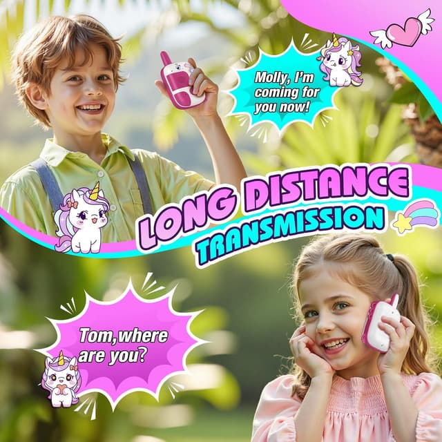Detalle de Wootoyz New 2PCS Kids Walkie Talkies (Unicorn) – Outdoor toy for ages 3–12