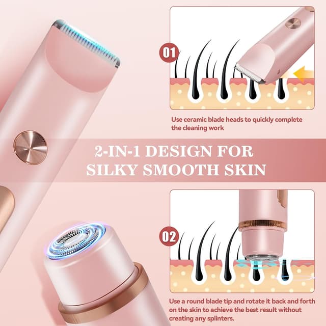 Detalle de Pink 2-in-1 Bikini Trimmer for Women (Waterproof Electric Razor + Hair Trimmer)