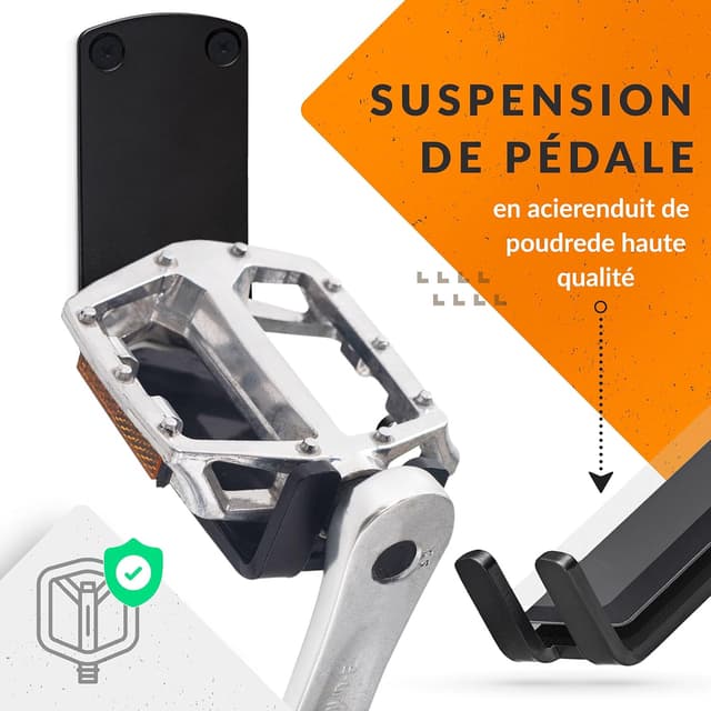 Detalle de Upgrade4cars Support Velo Mural Horizontal Noir (fixation murale) pour VTT, route et BMX