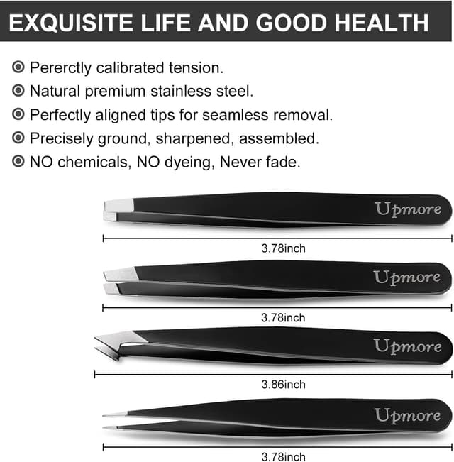 Detalle de Upmore 4x Pinzette Set Edelstahl 4er-Set