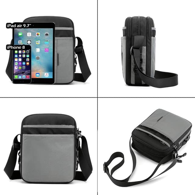 Detalle 2 de SPAHER Umhängetasche für Herren aus Oxford-Nylon – wasserabweisende Messenger Bag für iPad & Alltag