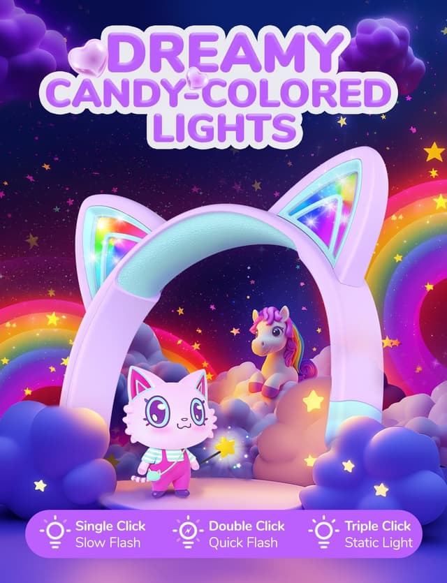 Detalle 2 de iClever Kids Bluetooth Headphones 74/85dBA