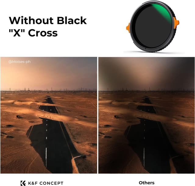 Detalle de K&F CONCEPT Nano-Xcel 46mm filtro polarizzatore circolare & ND variabile ND4-64 (2-6 stop) con CPL e custodia in vetro ottico