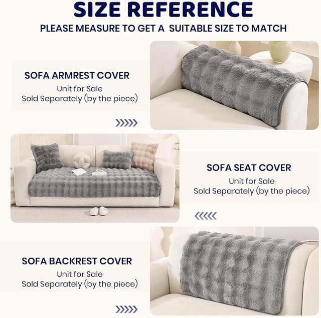 Thumbnail 6 de Royhom housse de canapé épais en fausse fourrure peluche, antidérapante gris 90 x 160 cm