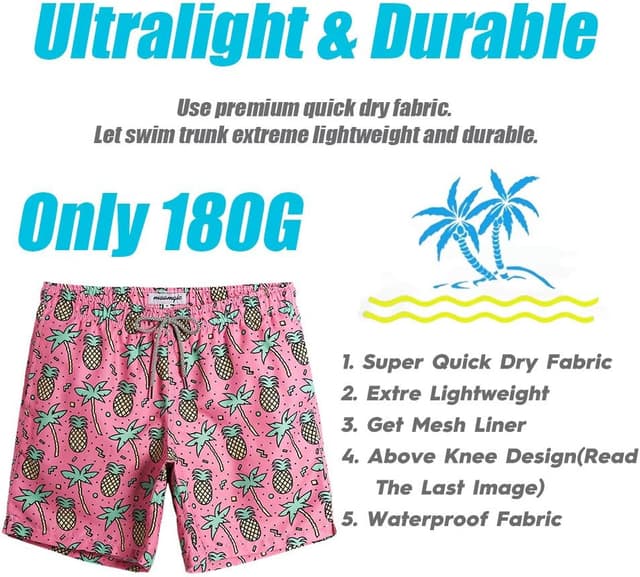 Detalle de MaaMgic Men’s Swimming Shorts Quick Dry Trunks with Mesh Lining