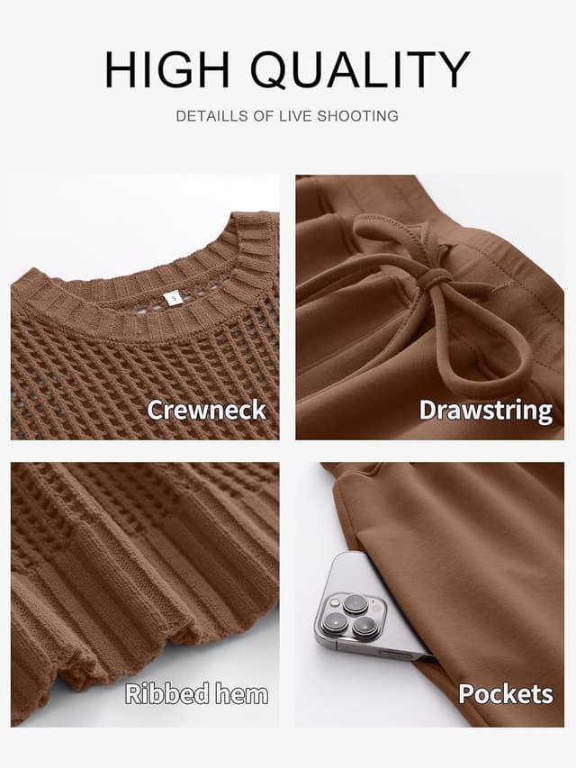 Thumbnail 5 de ANRABESS Two-Piece Crochet Knit Lounge Set