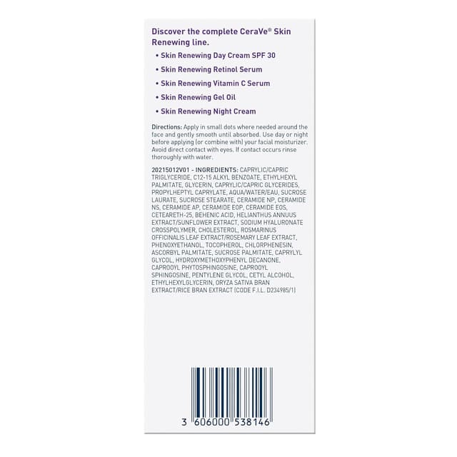 Detalle de CeraVe Skin Renewing Gel Oil (Daily Hydrating Serum) with CeraPlex & Hyaluronic Acid, 1 oz