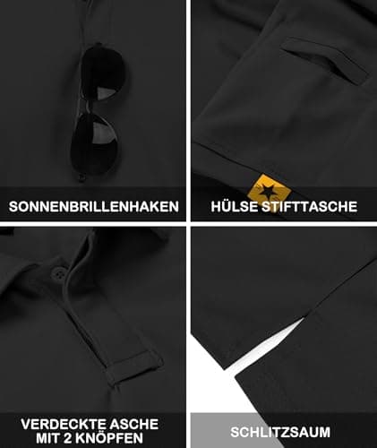 Detalle de JACKETOWN Manga Corta para Hombre de Secado Rápido y Transpirable (polo tenis y golf) en negro