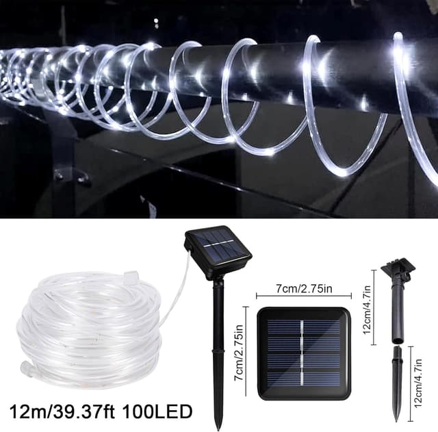 Detalle 2 de WoskjXas Solar Fairy String Lights (12m / 39ft, 100 LEDs) with 8 lighting modes