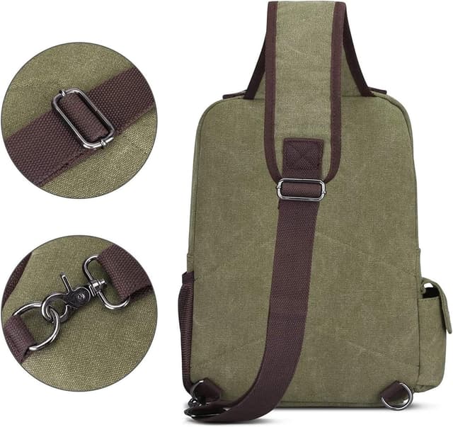 Detalle de S-ZONE Homme sac à dos sling / sac de poitrine 13 pouces, 5L en toile et cuir PU