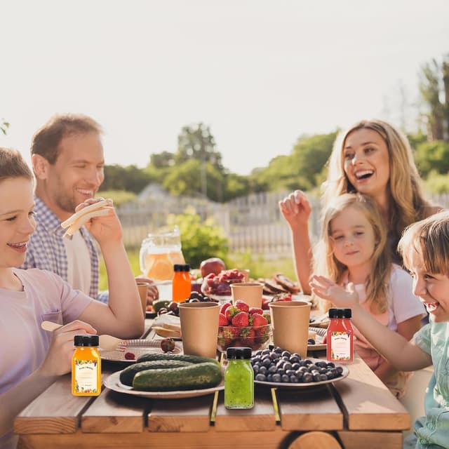 Thumbnail 6 de Moretoes 36-Pack 4oz Clear Juice Bottles with Caps (PET) for Smoothies, Juicing, and Drinks