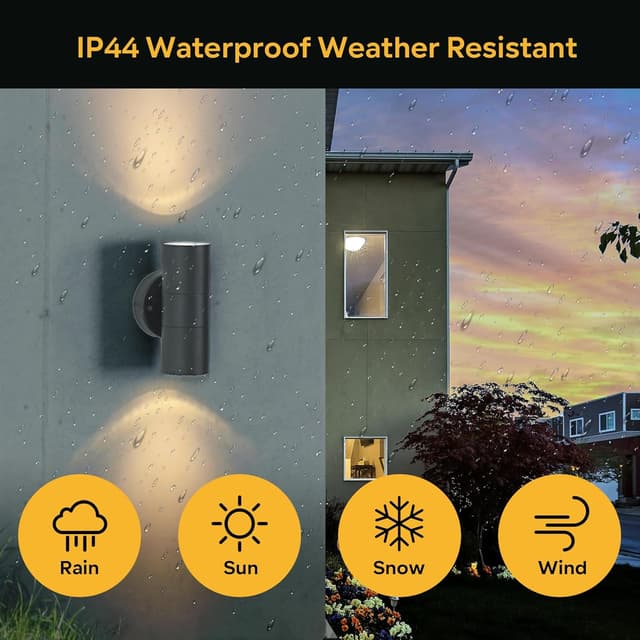 Detalle de Kerry Up Down Mains Powered Wall Lights (Anthracite Grey, IP44) – Exterior Wall Sconces, 2 Pack