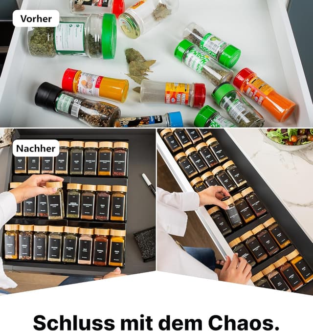 Detalle 2 de Deo haus Gewürzregal Schublade mit 24 Gläsern