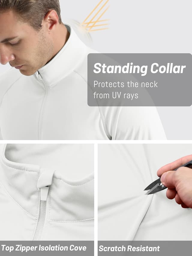 Detalle 2 de UV-Schutz Langarm-Rashguard für Herren mit 1/4-Reißverschluss (UPF 50+)
