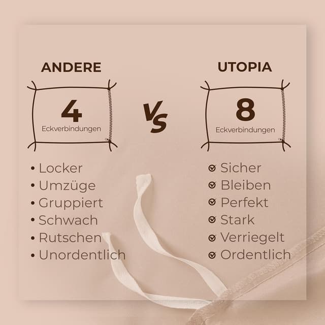 Thumbnail 6 de Utopia Bedding Bettwäsche-Set 220x240 cm aus Mikrofaser (Beige) inkl. 2 Kissenbezügen 65x65 cm