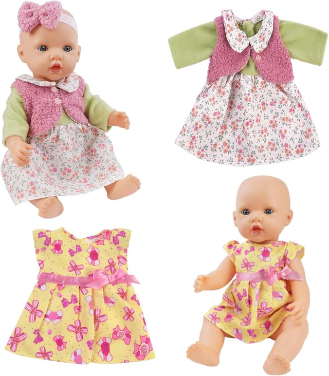 Detalle de Aolso set vestiti per bambole New Born Baby Doll da 35-45 cm (con cappello), confezione da 4 pezzi arcobaleno