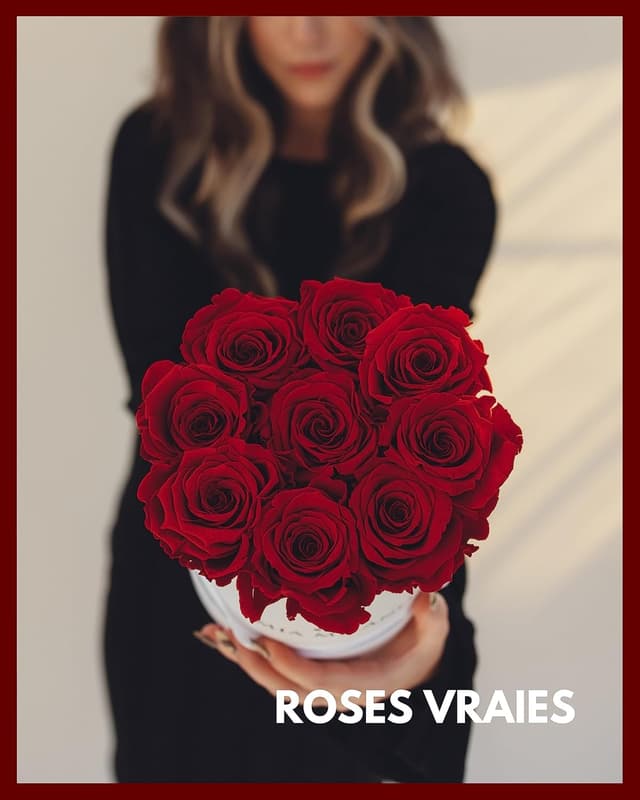 Detalle de Infinity Roses – 3 ans de conservation : 9 vraies roses dans une Flowerbox blanche (fait main en Allemagne)