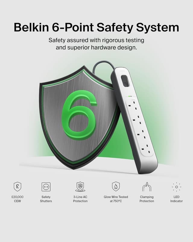 Thumbnail 3 de Belkin 4 Way Surge Protection Extension Lead