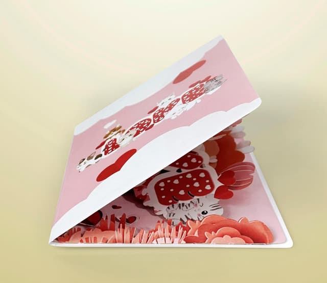 Detalle de CUTPOPUP Love – carte pop-up 3D d’anniversaire, Saint-Valentin et vœux (Love Text with Cats)