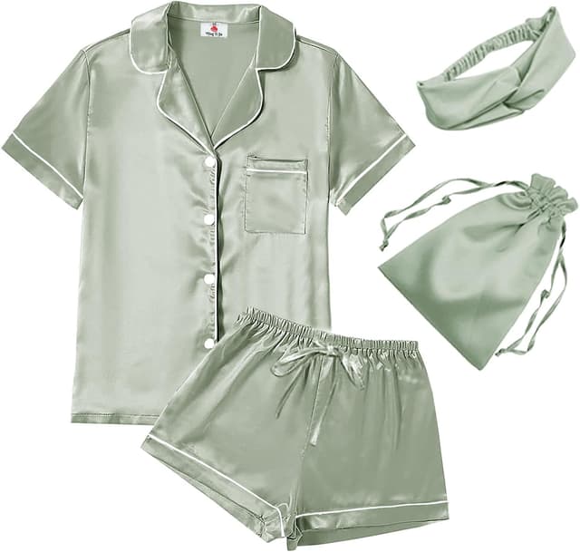 Imagen de Satin Silky Pajama Set Floral XS-4XL en OfertitasTOP