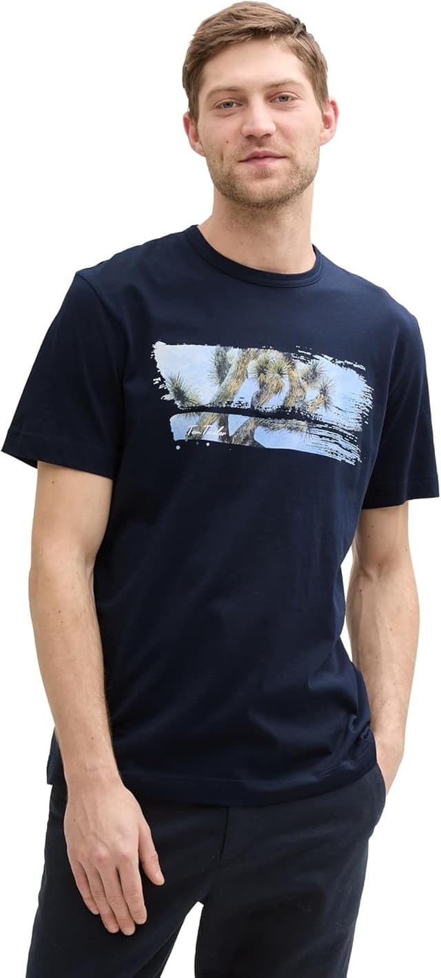 Detalle de TOM TAILOR 1046712 T-shirt da uomo con stampa fotografica frontale