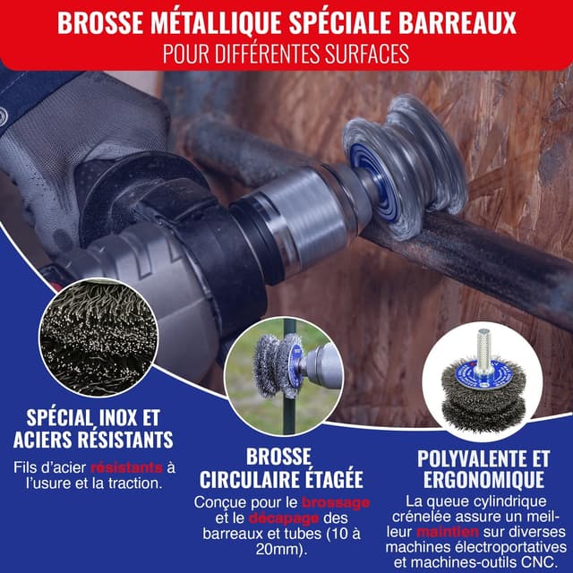 Thumbnail 1 de TIVOLY Brosse Ondulée Perceuse Ø10–20 mm