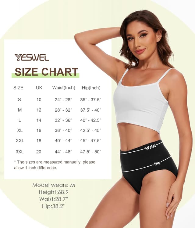 Detalle de YESWEL High waisted cotton knickers 5 pack