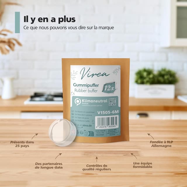 Thumbnail 6 de virea 12 butoirs de porte transparents auto-adhésifs (21 x 6 mm)