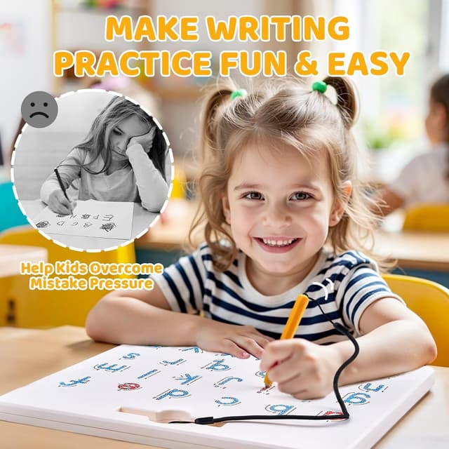 Detalle de GAMENOTE Double Sided Magnetic Letter & Number Board Set for Tracing Practice