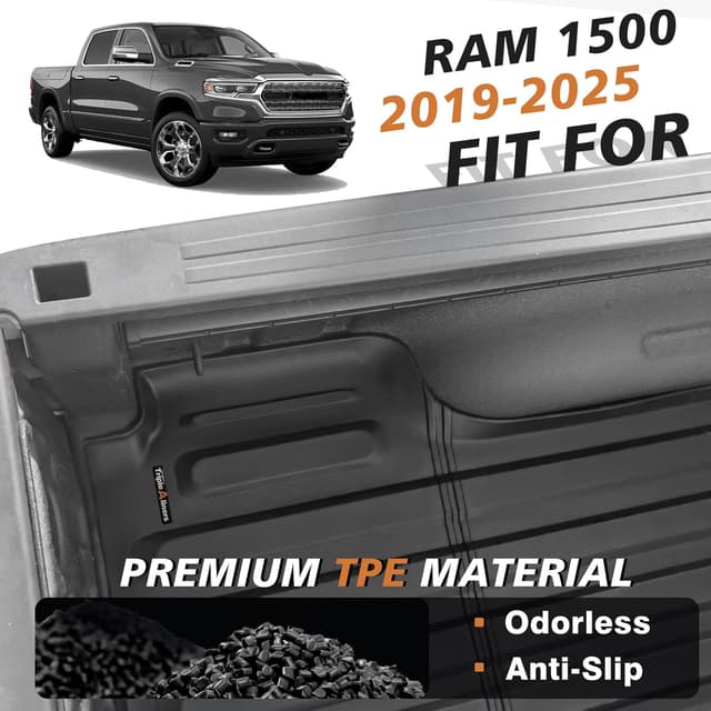 Detalle de TripleAliners Truck Mat for 2009-2026 Ram 1500 & 2019-2024 Ram 1500 Classic (5.7FT) – Heavy-Duty TPE Bed Liner