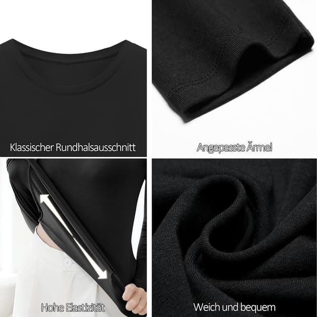 Detalle 2 de LiKing Maglietta donna a maniche lunghe con scollo tondo in cotone, 3 paia (3er pack) 6151