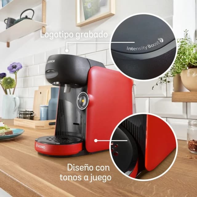 Detalle 2 de Bosch Tassimo Finesse TAS16B3 Cafetera de Cápsulas Roja
