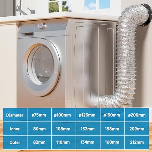 Detalle de Hon&Guan Ø100 mm manguera flexible de ventilación de aluminio (2 m) para campana y extracción