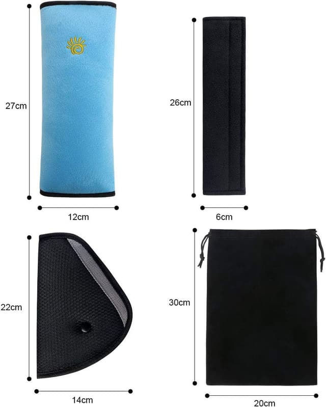 Detalle 2 de URAQT set da 3 guaine e imbottiture per cintura di sicurezza (blu) con cuscino e regolatore